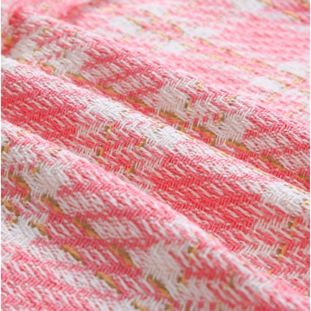 🍁”Tweed Me Alone” Pink Plaid Craft Distressed Houndstooth - Picture 13 of 16